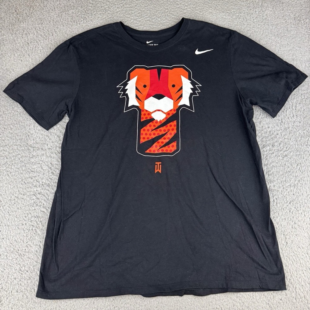 TW Tiger Woods Frank Golf Nike Black Athletic Cut T-Shirt Men's XL Driver Cover